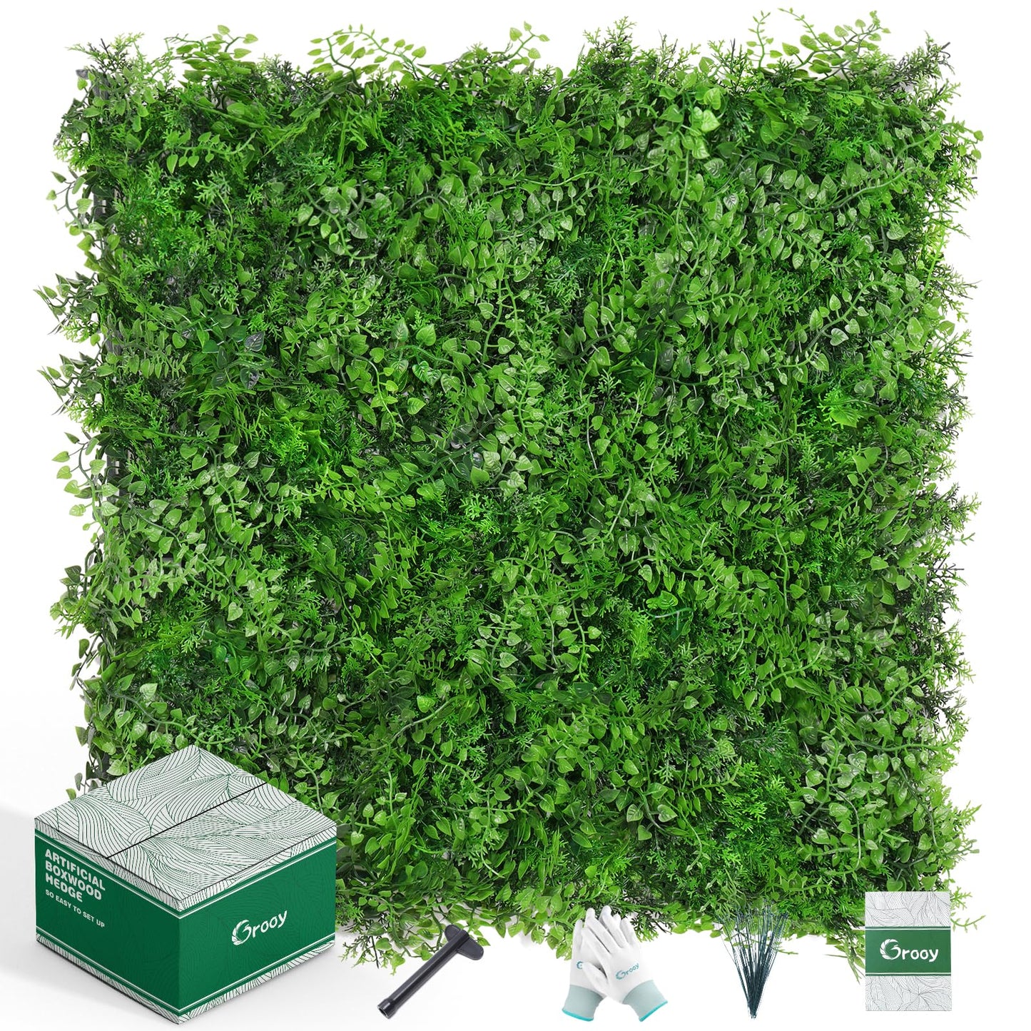 Grooy 20"x20" Artificial Hedge Grass Wall, 12PCS Boxwood Panels(33.33 sq.ft), Greenery Backdrop Panles, UV Protected Privacy Fence Screen, Green Wall Decor for Outdoor Indoor Wedding Décor