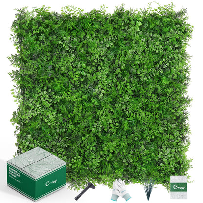 Grooy 20"x20" Artificial Hedge Grass Wall, 12PCS Boxwood Panels(33.33 sq.ft), Greenery Backdrop Panles, UV Protected Privacy Fence Screen, Green Wall Decor for Outdoor Indoor Wedding Décor