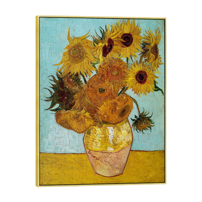 Wieco Art Framed Wall Art Canvas Prints of Sunflower by Vincent Van Gogh Paintings Reproduction Abstract Wall Decorations for Living Room Golden Frame