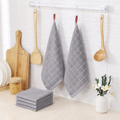 Homaxy 100% Cotton Terry Kitchen Dish Cloths, Ultra Soft and Absorbent Dish Towels for Kitchen, Suitable for Drying and Washing Dishes, 12 Pack, 12 x 12 Inches, Light Grey