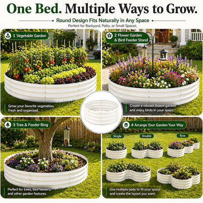 XGMDD Premium Round Raised Garden Bed, 6FT Large Thickened Galvanized Metal Planter Box, 0.7mm Reinforced Rust-Resistant, Easy DIY Assembly Above Ground Gardening Bed for Vegetables, Flowers & Herbs