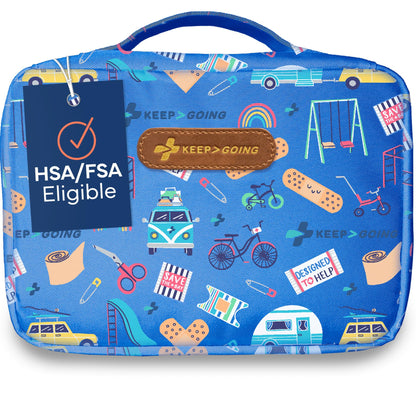 Keep Going Travel First Aid Kit Bundle of 2 Kits, First Aid Kit for Car, Home, Dorm, & Boat with Latex-Free Bandages – Travel Kit Bundle for Families
