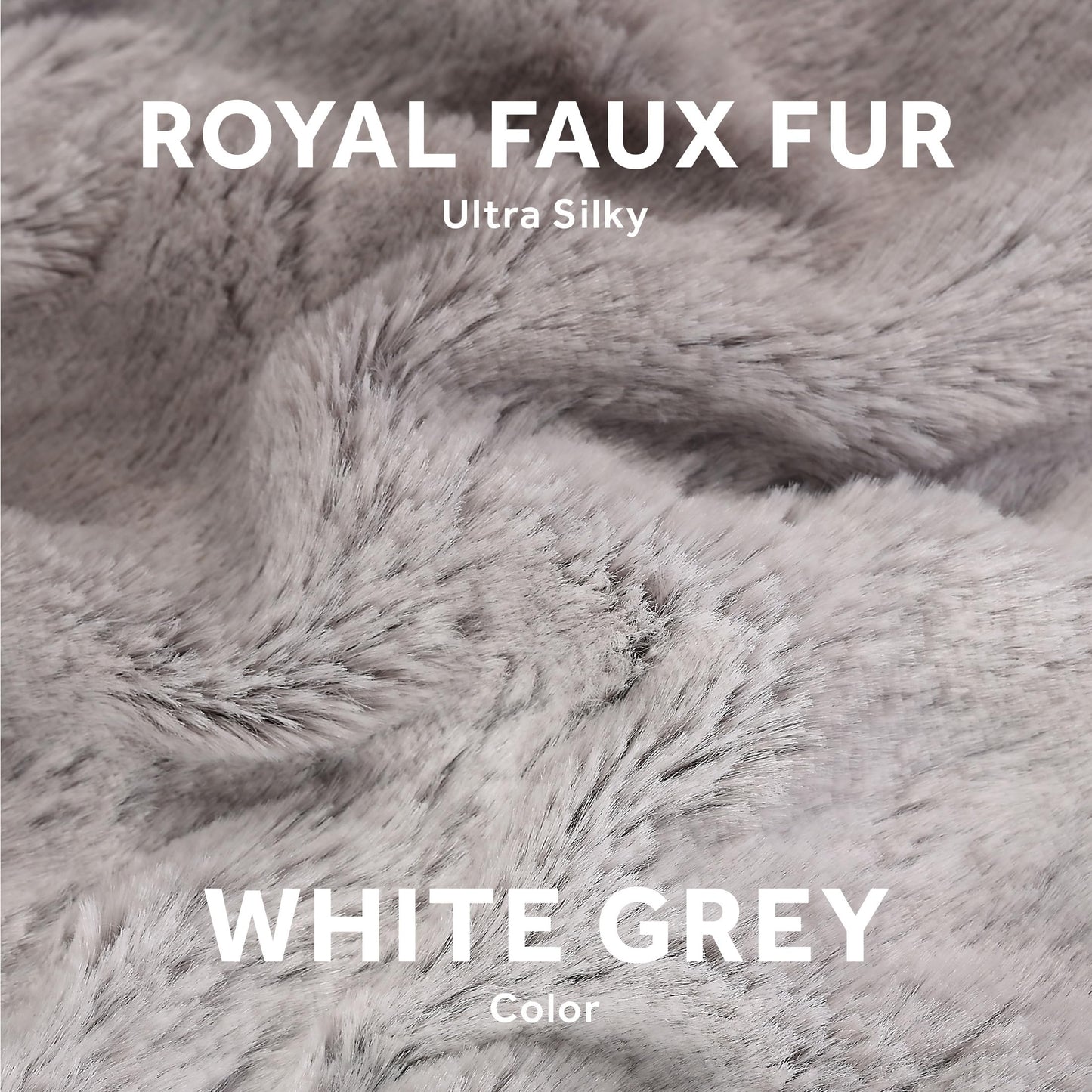 Sunbeam Electric Throw Royal Faux Fur Heated Blanket, 4 Heat Settings, 4-Hour Auto Shut-Off, Fast Heating, Rich and Ultra Silky, White/Grey Color, 50" x 60"