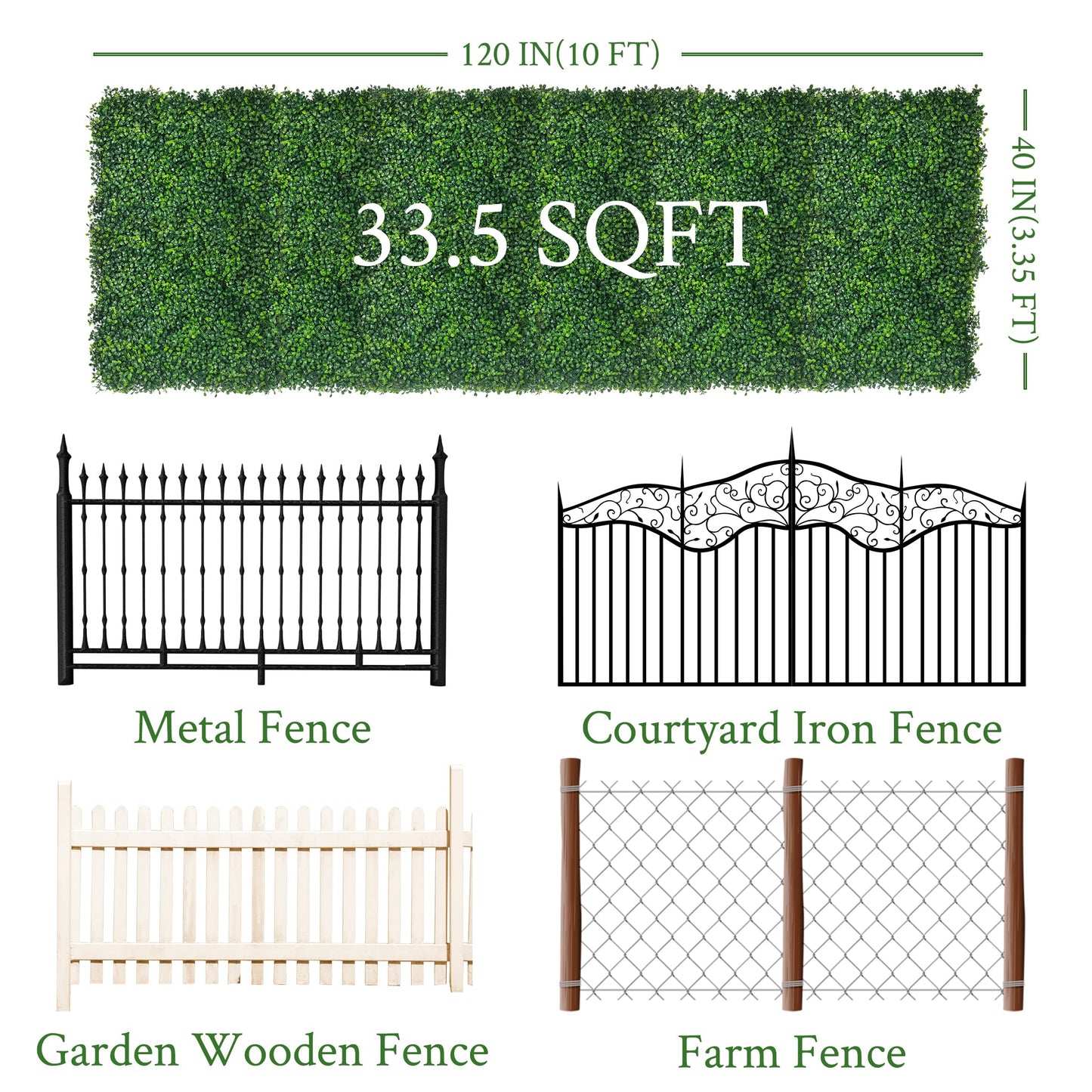 DOPGIB Artificial Ivy Privacy Fence Screen:40"x 120" (34 SQFT) 4-Layer Leaf UV-Anti Faux Greenery Boxwood Backdrop Ivy Vine Leaf Fence Panels for Outdoor, Indoor, Garden,Backyard and Decor
