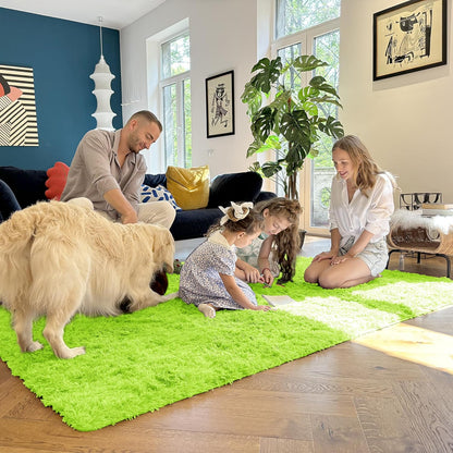 OLANLY 2x6 Machine Washable Runner Rug - Soft Fluffy Shaggy Indoor Carpet for Bedroom & Hallway | Lime Green