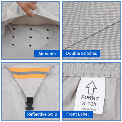 True 900D Oxford Tearproof Anti-Scratch Pop Up Camper Tent Trailer Cover 100% Waterproof Anti-UV Folding Camping Trailer RV Cover with 7 PCS Reinforced Windproof Straps for Motorhome (Gray, 14'-16')