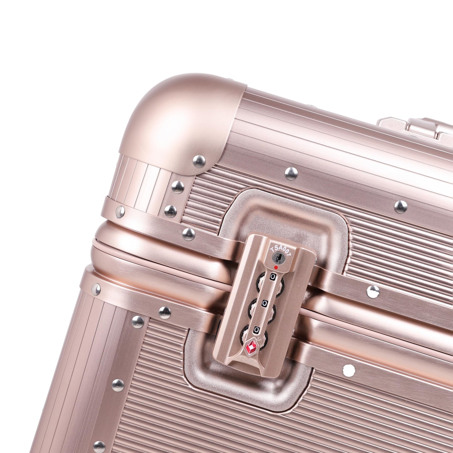 Perle Path All Aluminum Rolling Camera Case, Pilot case, Camera roller bag, Carry on, Hard Shell Photography Equipment suitcase with 4 Wheels and Telescopic Handle (Rose Gold(with camera bag inside))