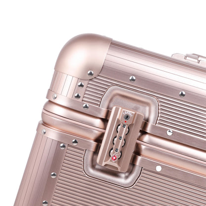 Perle Path All Aluminum Rolling Camera Case, Pilot case, Camera roller bag, Carry on, Hard Shell Photography Equipment suitcase with 4 Wheels and Telescopic Handle (Rose Gold(with camera bag inside))