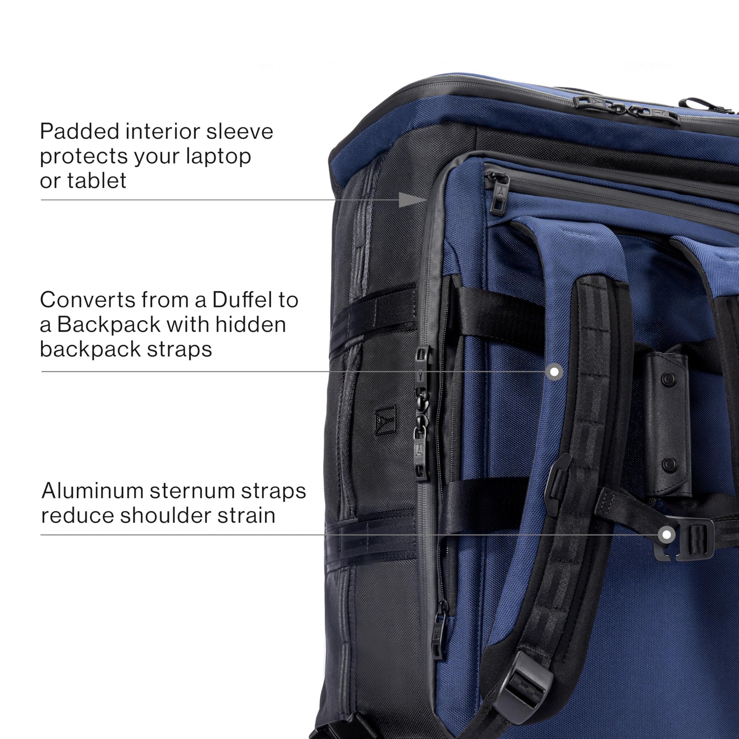 Travelpro Altitude Convertible Duffel/Backpack 56L, Water Resistant, Work, Business, Men and Women, Aviator Navy