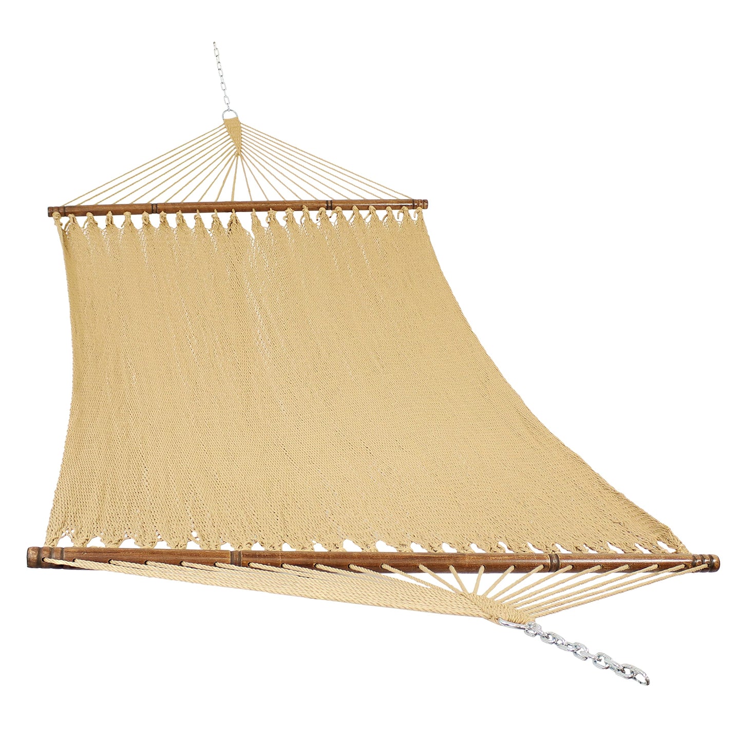 Sunnydaze Soft-Spun Polyester Rope Double Hammock for Outside - 600-Pound Weight Capacity Extra Large Hammock - Tan