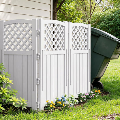 Greesum Outdoor Air Conditioner Fence, Privacy Screen 4 Panels for Trash Can Enclosure&Pool Equipment, 43.5”(H) x 22.62”(W) Per Panel, White