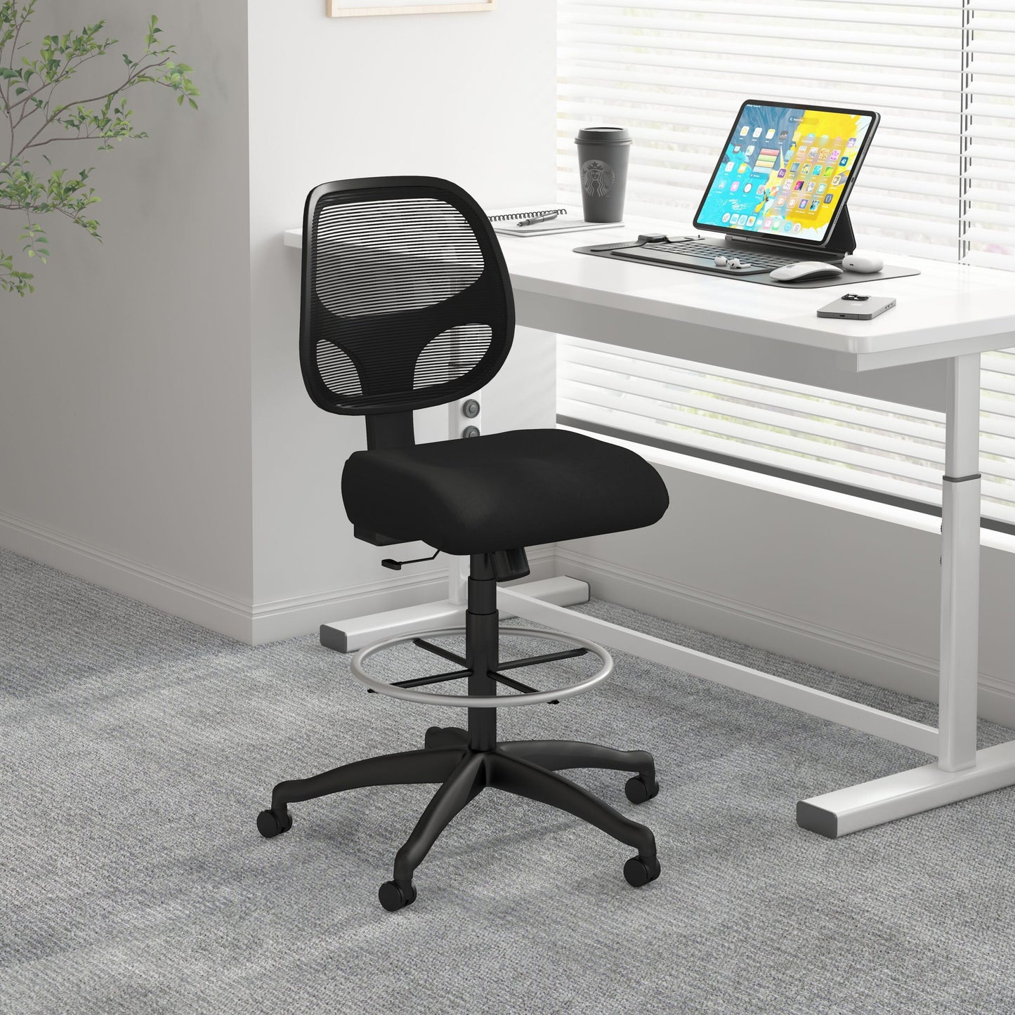 Boss Office Products Commercial Grade Mesh Stool, Black