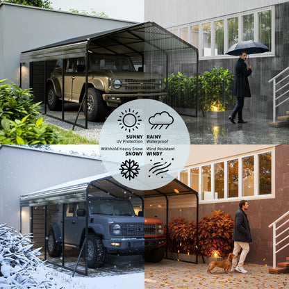 GarveeLife 12x20 FT Heavy Duty Metal Carport, All-Weather Portable Garage 12x20 with Galvanized Steel Frame & Roof Kit, Wind & Snow Resistant Shelter for Cars, Trucks, Boats, Outdoor Use