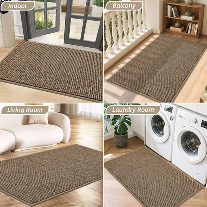 BEQHAUSE Dirt Trapper Door Mat - Non-Slip Washable Entrance Mat | 20" x 32" Beige, Absorbent & Dirt Resistant