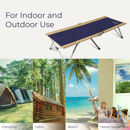 BYER OF MAINE Easy Cot - Extra Large Folding Cot - Heavy Duty for Indoor and Outdoor Use - Bed for Adults - 78”L X 31”W X 18”H - 330 lb Capacity