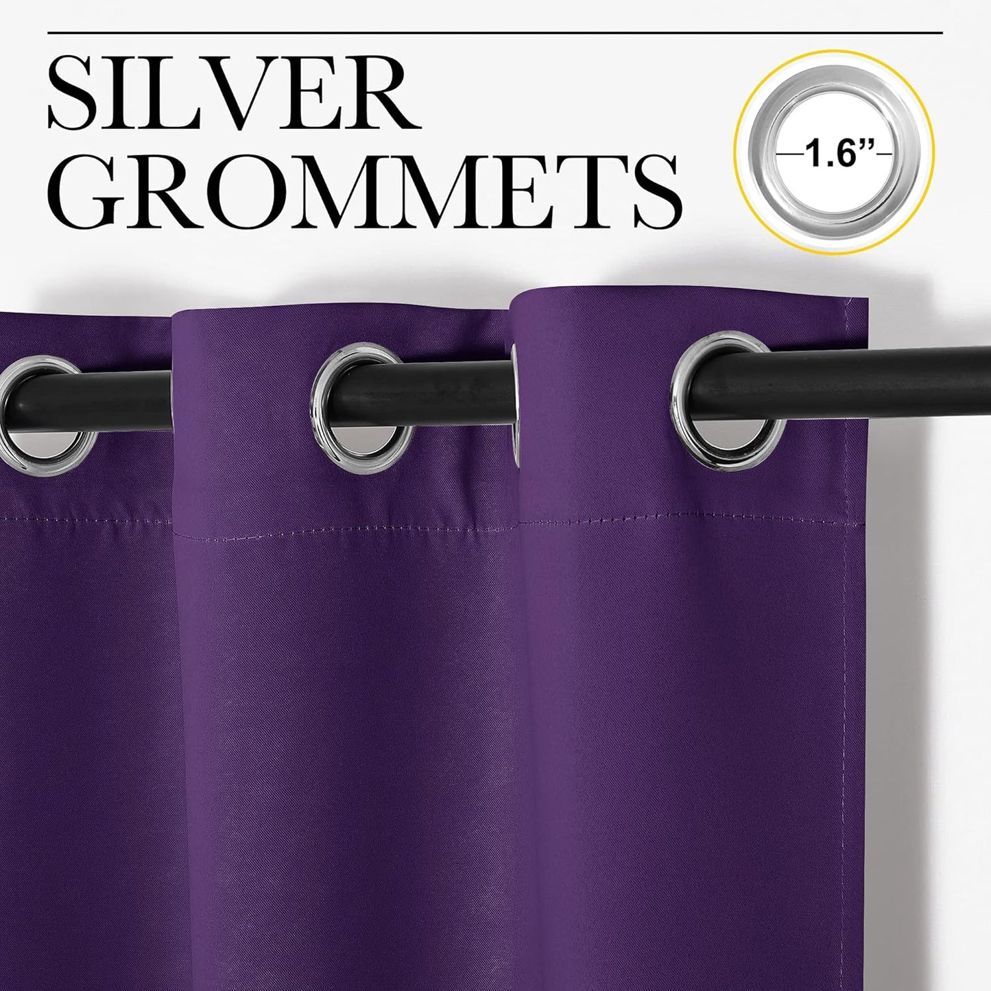 NICETOWN Royal Purple Blackout Curtains - Thermal Insulated Long Drapes for Large Windows | 120" Length, 2 Panels, 55" Wide
