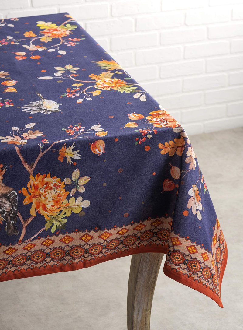 Maison d' Hermine Table Cloth Rectangle Table 100% Cotton 60 x 108 Inches Fall Tablecloth Reusable Everyday Use for Thanksgiving Christmas Decorations Dining Farmhouse Party (Kelim - Infinity)