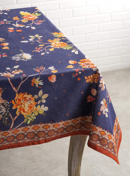 Maison d' Hermine Table Cloth Rectangle Table 100% Cotton 60 x 108 Inches Fall Tablecloth Reusable Everyday Use for Thanksgiving Christmas Decorations Dining Farmhouse Party (Kelim - Infinity)