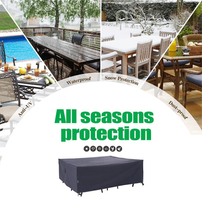 F&J Outdoors Heavy Duty Waterproof Anti-UV Rip-stop Fabric Extra Large Patio Furniture Covers, Grey, 180"x96"x36"