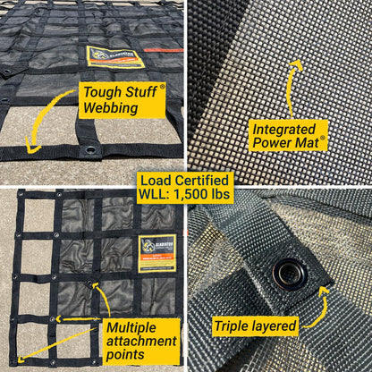 Gladiator Cargo Nets- Heavy Duty Cargo Net -Truck Accesories-Truck organizer -Bed Cover-Interior- Roof Rack-Trunk organizer-Cargo Net Offroad-SUV -Rubicon -Camping-(WLL)1,500 lbs (GRN-100) 4.8' x 5.3'