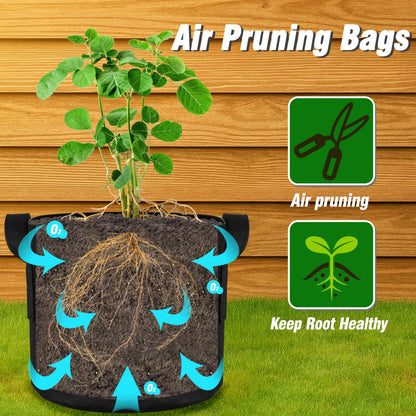 PHYEX 12-Pack 15 Gallon Grow Bags, Heavy Duty Fabric Pots with Handles, Reusable Plant Bags for Vegetable, Herbs & Flowers, BPA-Free, Breathable, Durable