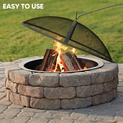 SUNCREAT Outdoor Fire Pit Spark Screen Cover Accessory, 40 Inch Patio Round Fire Mesh Screen Guard, Heavy Duty Steel Firepit Ember Lid, 40 Inch