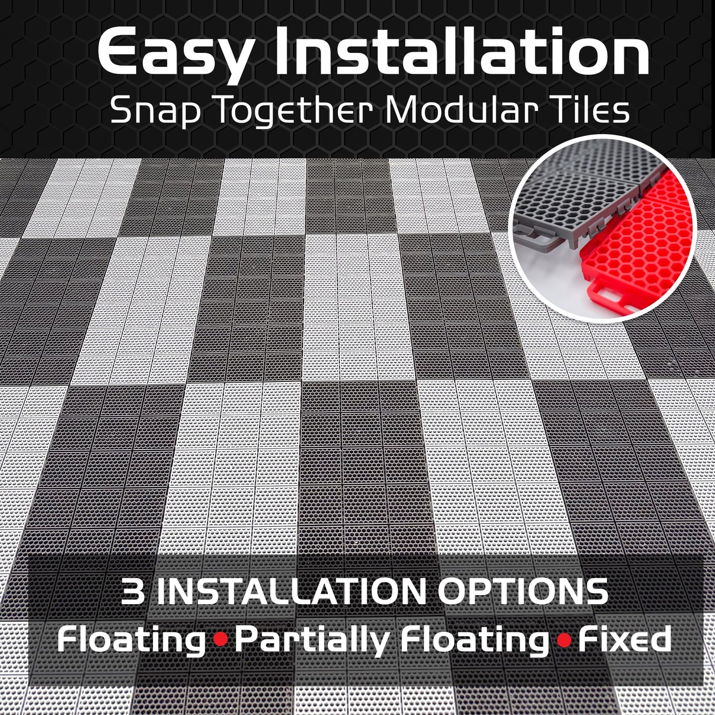 Caliber ProTech Garage Flooring Tiles, 9” x 18” Interlocking Tiles, Red, 24-Pack