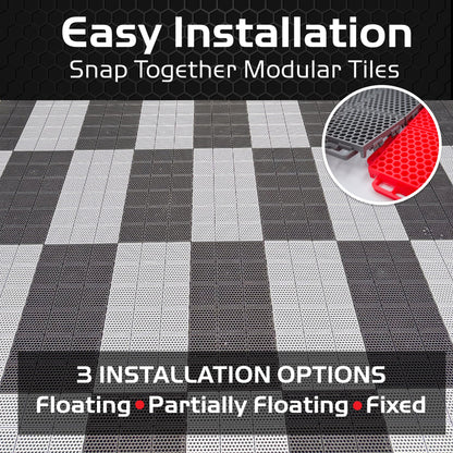 Caliber ProTech Garage Flooring Tiles, 9” x 18” Interlocking Tiles, Red, 24-Pack
