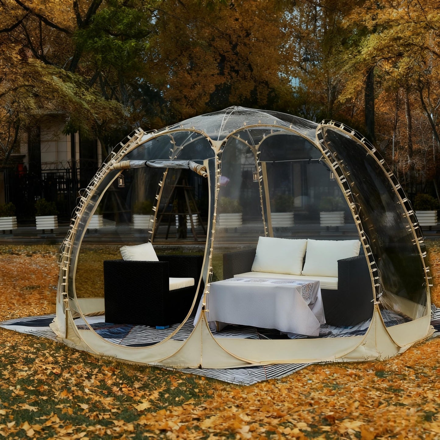 BGYMF 15x15FT Spacious Pop Up Bubble Tent for 10-15 People,Outdoor Clear Dome with Rain Cover, Portable Garden Globe Igloo Tent for Camping