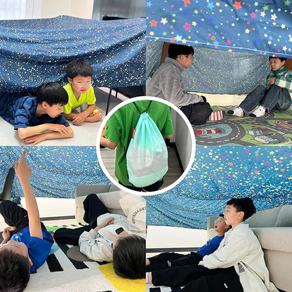 Magic Fort Building Kit for Kids - Large Lightweight Blanket Fort Making Kit Clips with CPC Certification - Portable Playhouse Play Tent Fort - Indoor/Outdoor Girls/Boys Toys Ages 4-5 6 7 8-12