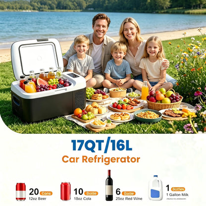 Simple Deluxe 12 Volt Refrigerator, 17QT Single Zone Electric Cooler, Car Fridge -4℉-68℉, Portable Refrigerator 12/24V DC 100-240V AC, Portable Freezer for Travel RV Camping Boat Home