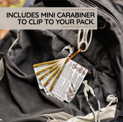 ReferenceReady Outdoor Knots Pocket Guide - Waterproof Knot Tying Cards with Mini Carabiner, 22 Rope Knots for Camping, Backpacking, Scouting and Wilderness Survival