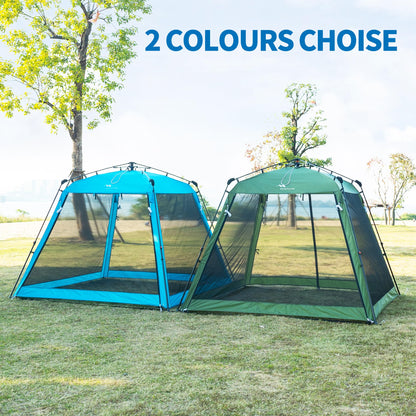 Pop Up Screen House Gazebo 8.2'x8.2'x75'' – Instant Portable Canopy with Mosquito Netting & UPF Sun Protection, Tool-Free 60s Setup, Foldable Outdoor Tent for Backyard, Camping, Park,Olive Green