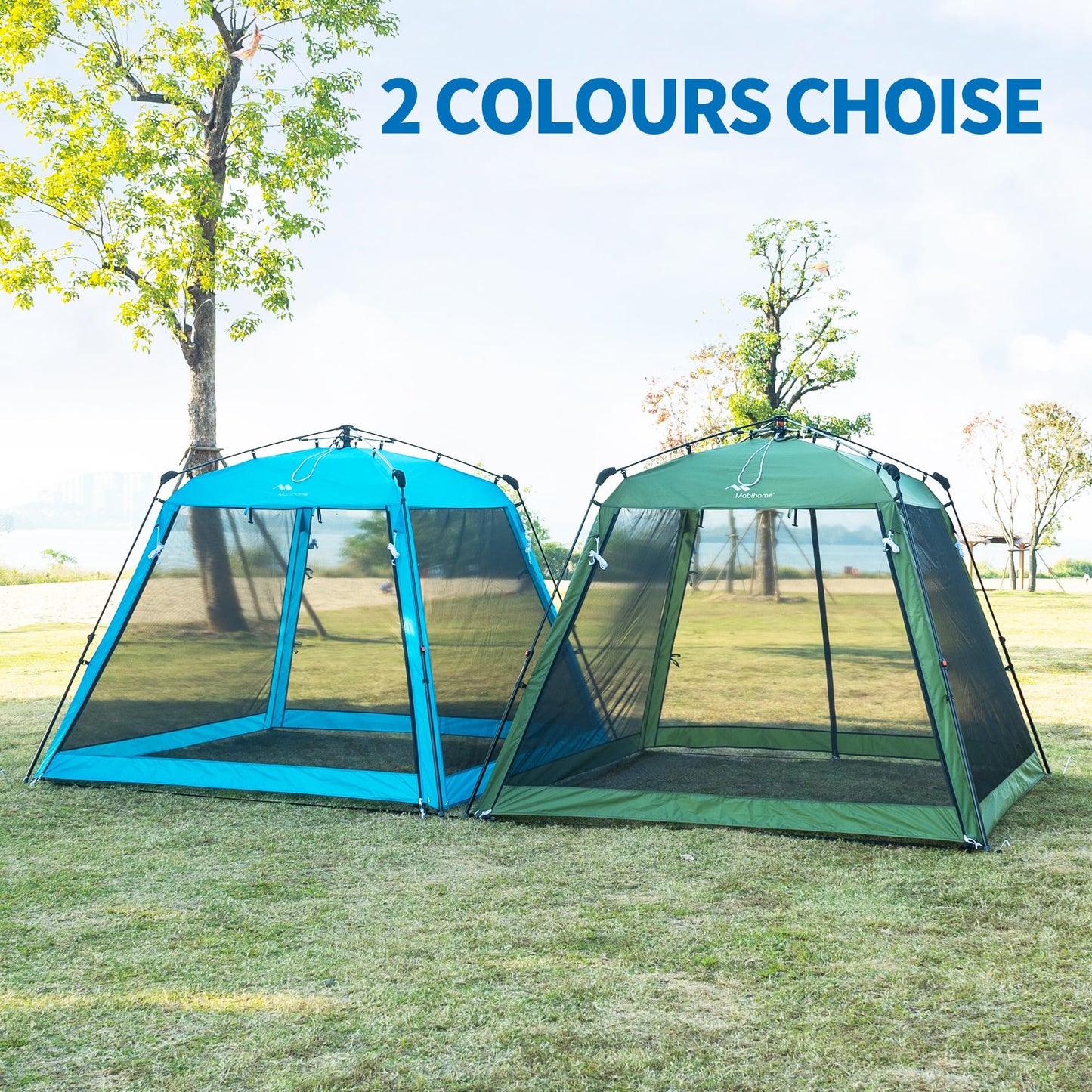 Pop Up Screen House Gazebo 8.2'x8.2'x75'' – Instant Portable Canopy with Mosquito Netting & UPF Sun Protection, Tool-Free 60s Setup, Foldable Outdoor Tent for Backyard, Camping, Park,Olive Green