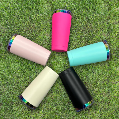 20 oz Stainless Steel Tumbler with Lid and Straw Double Wall Vacuum Insulated Coffee Mug Powder Coated Cup for Hot and Cold Drinks (White,6 pack)