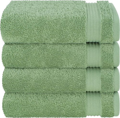 Cotton Paradise Hand Towels - 100% Turkish Cotton, Soft & Absorbent 4-Piece Set in Sage Green