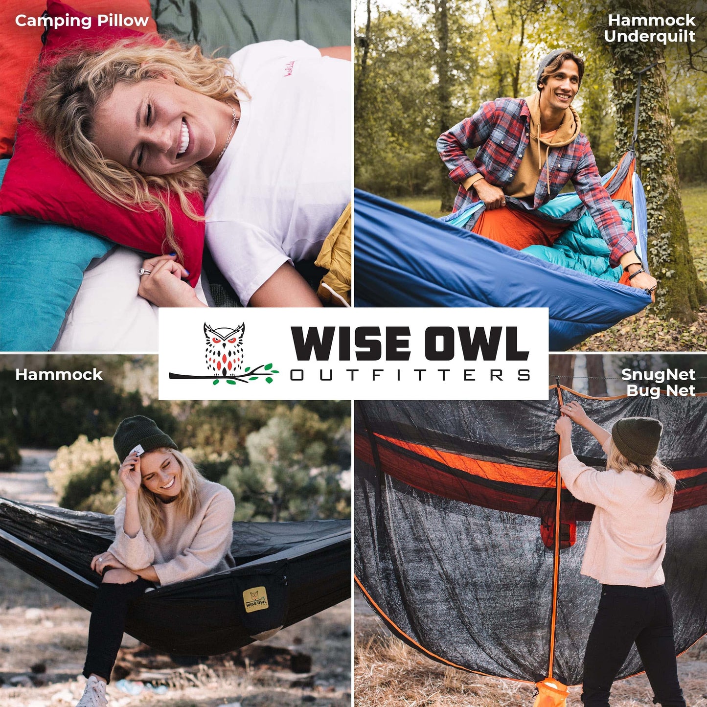 Wise Owl Outfitters Black Hammock with Pillow & Blanket - 400 lbs Capacity, 16 oz Weight, Waterproof Camping Accessories