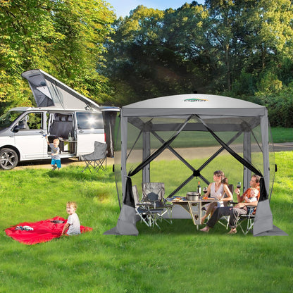 COBIZI 6x6 FT Pop up Gazebo, Popup Canopy Tent, Screened in Gazebos, Waterproof Portable Outdoor Small Screen Tents Sun Shelter,carpas para Patio for Camping, Garden and Backyard,Grey