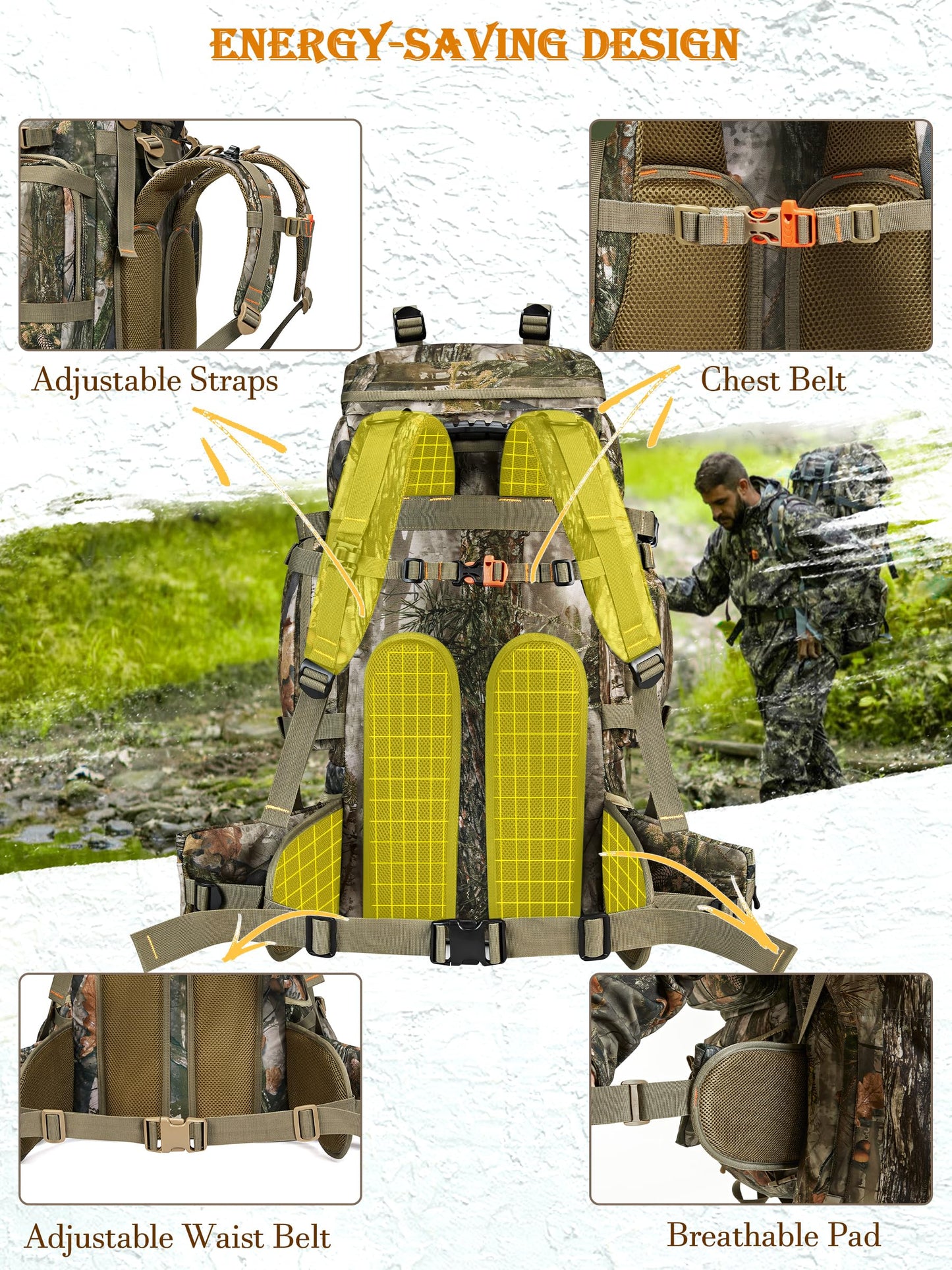 NEW VIEW 60L Hunting Backpacks & Hand Muff for Hunting