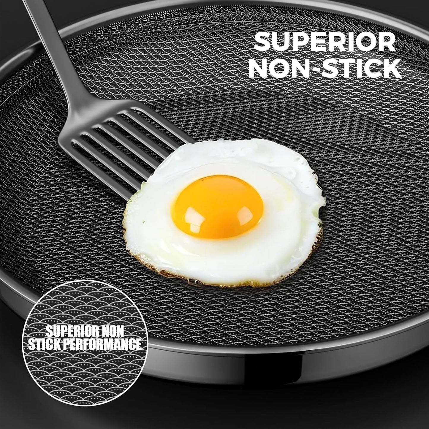 Skiennix Nonstick Frying Pan - 9.5 Inch Hybrid Design with Stay-Cool Handle | Dishwasher Safe & Oven Safe