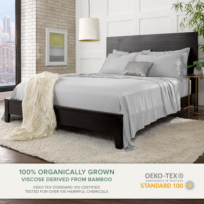 Pure Bamboo Twin Sheets - Luxuriously Soft 100% Organic Viscose Bed Sheet Set | Silver Pearl, Double Stitching