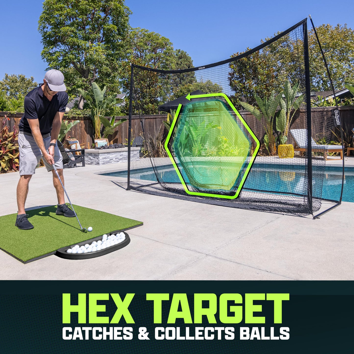 GoSports Golf Practice Hitting Net - Choose Between Huge 10 ft x 7 ft or 7 ft x 7 ft Nets - Personal Driving Range for Indoor or Outdoor Use - Designed by Golfers for Golfers