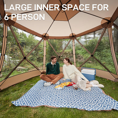 EVER ADVANCED Pop up Screen House Tent for Camping 11.5 x 9.8 ft, Instant Screened Gazebo Canopy with Netting, Portable Shelter Enclosure for Outdoor, Backyard, Khaki