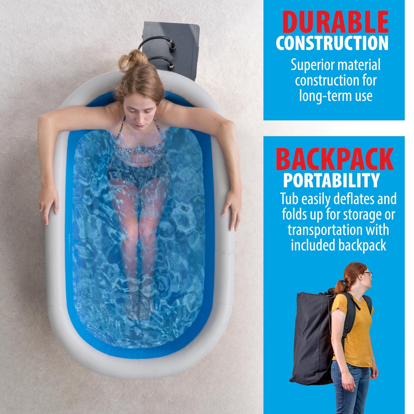 Polar Revive Glacier Ice Bathtub with Chiller. 1 HP Chiller with Tub Included (Gray, 1 HP)