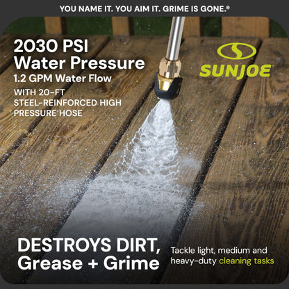 Sun Joe Pressure Washer, Electric Power Washer, Heavy-Duty 2500 Max PSI (2030 PSI PWMA Rated)-Portable Cleaning & Washing Machine System with Patios & Sidewalks, SPX3000