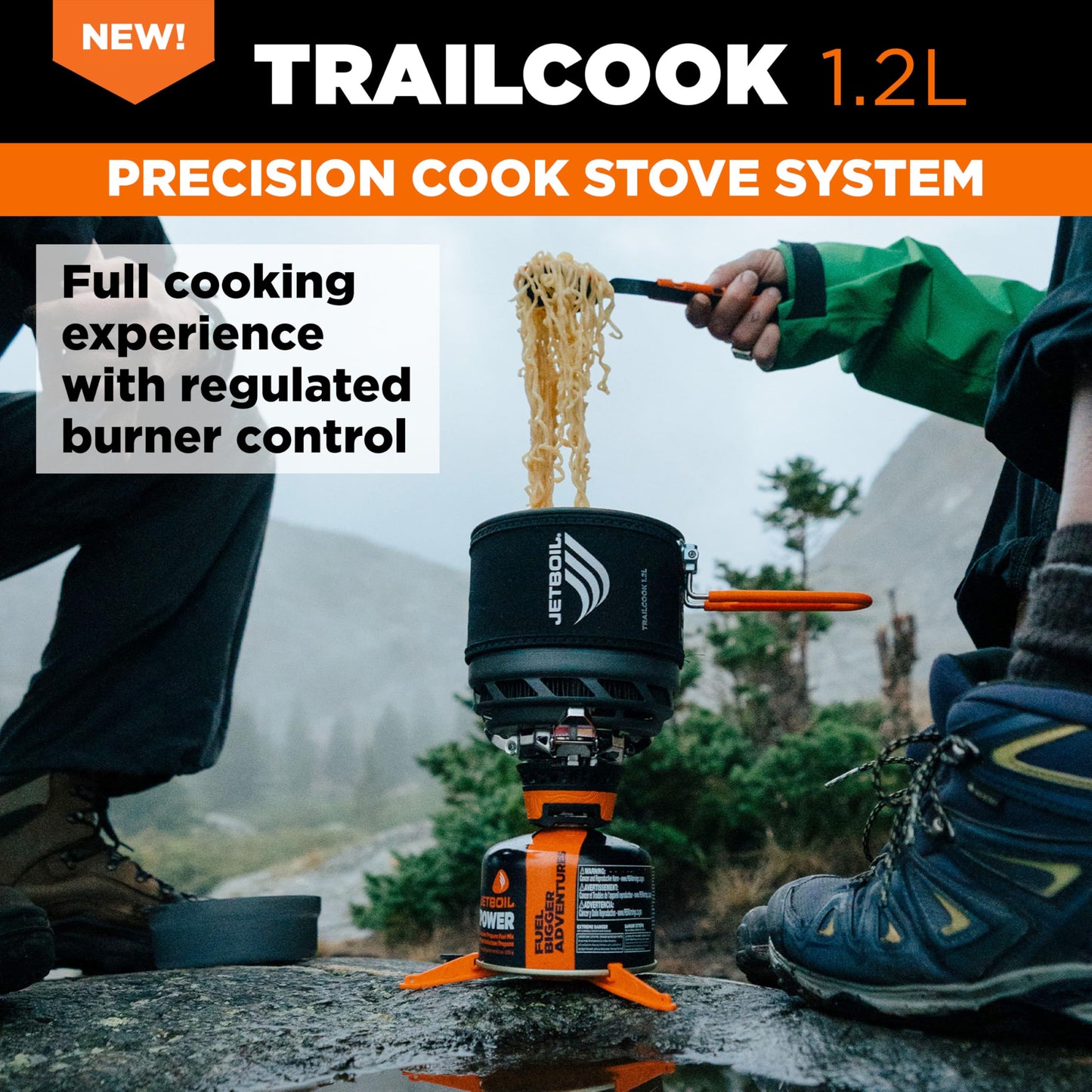 Jetboil TrailCook 1.2L Camping and Backpacking Stove Cooking System with Adjustable Heat Control, New for 2026, Carbon