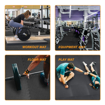 Mat Block APM36001BK Torin Interlocking Foam Exercise Floor Mats: 144 SQ FT, 1/2 inch, 36 Tiles, EVA Gym Mat Flooring, Exercise Equipment Mat for Home Gym Equipment, Black