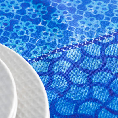 Maison d' Hermine Table Cloth Rectangle Table 100% Cotton 70 x 90 Inches Tablecloth Reusable Decorative for Dining Kitchen Room Farmhouse Home Gifts for Mothers Day Spring Summer - Indigo Love