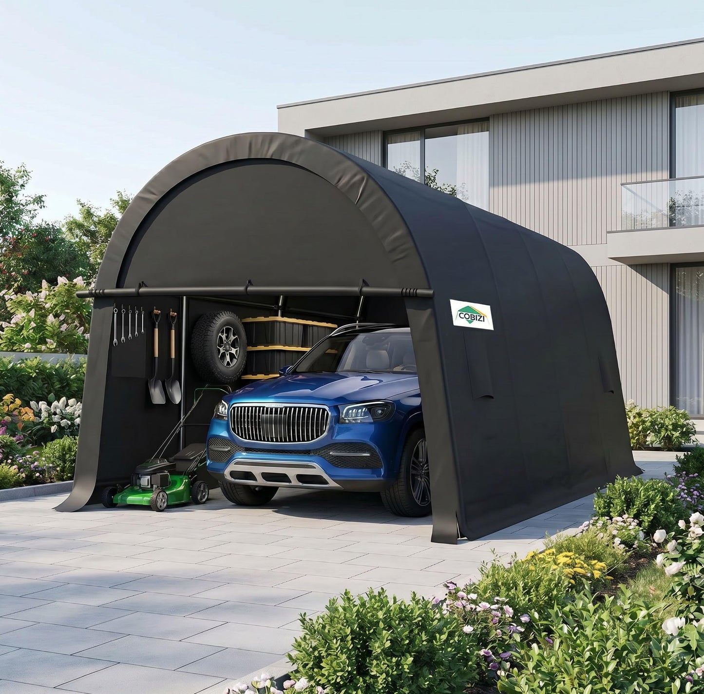 COBIZI Carport Canopy 12x20 Heavy Duty Portable Garage, All-Season Portable Car Ports & Outdoor Storage Shed, Galvanized Frame Vehicle Shelter with Removable Doors and Vents