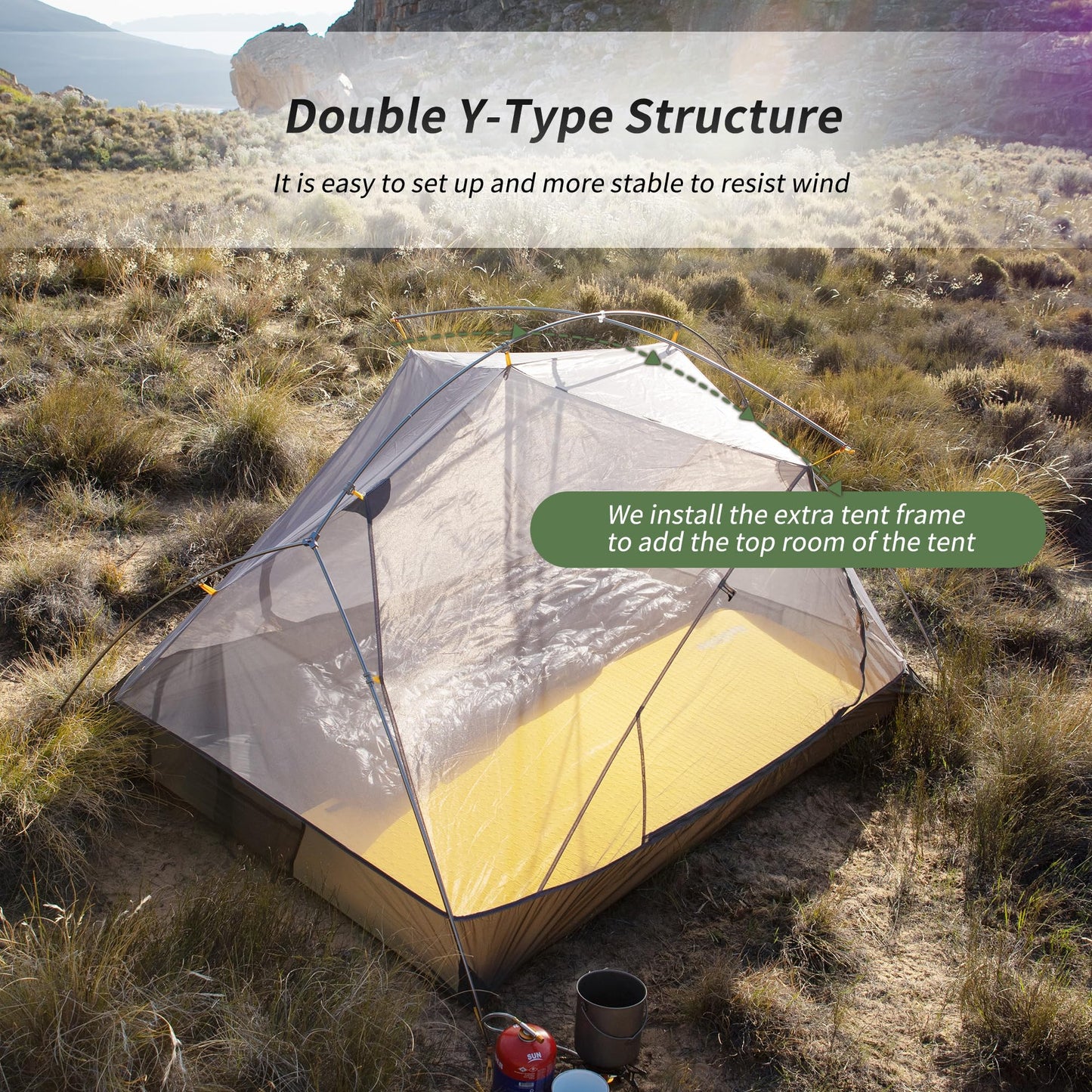 Naturehike Mongar 2 Person Backpacking Tent, 3 Season Camping Tent Ultralight Double Layer Free Standing Two Person Tents for Camping Hiking Cycling